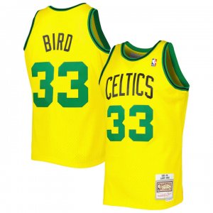 Maillot de Basket #33 Bird Boston Celtics M&N Jaune